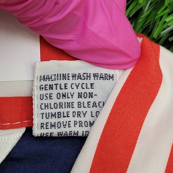 Vintage 90s MOD Button Shirt Womens Medium 20x28 Striped Baggy - Picture 8 of 13